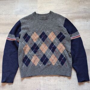 ​Vintage Thane Men's Argyle Crewneck Sweater Size Medium 100% Wool Shetland